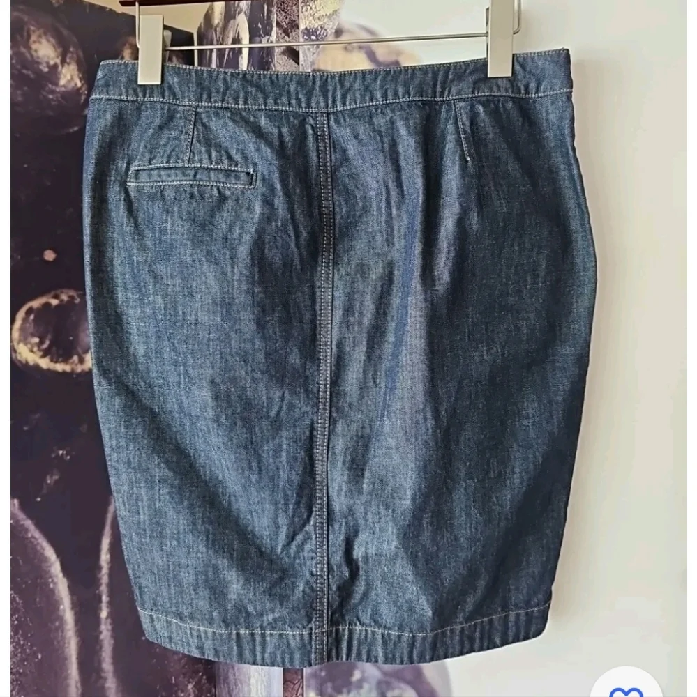ALEXANDER MCQUEEN MCQ‎ Women's Knee Length Pleat Front Blue Denim Skirt Size 46